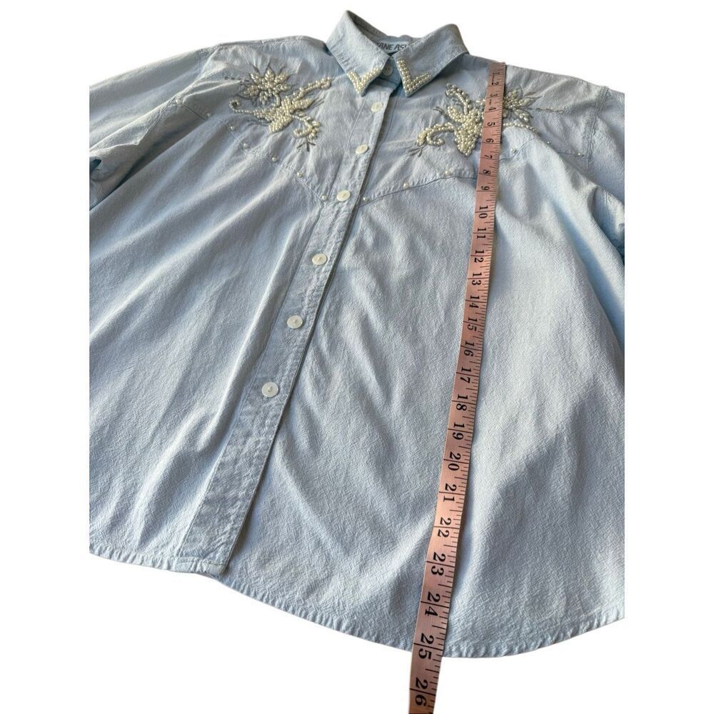 Vintage 80’s Jane Ashley light blue beaded and embroidered button-down shirt - Picture 11 of 12